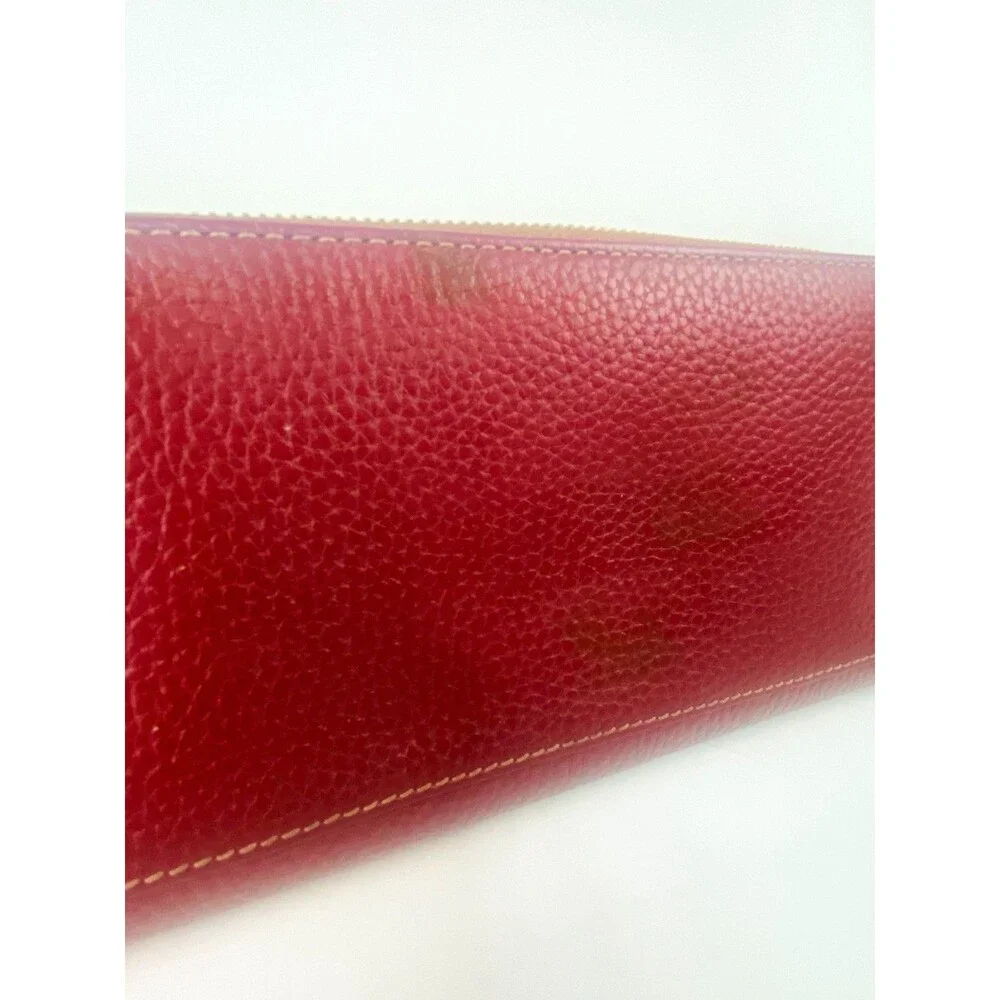 Dooney & Bourke Pebble Grain Large Zip Around Wallet Wristlet Burgundy Red